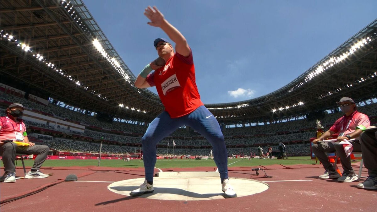 Crouser launches Olympic-record 22.83m opener in shot put