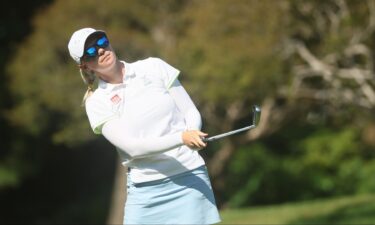 Madelene Sagstrom's unlucky drive hits flag on 17