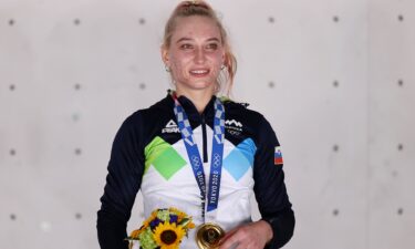 Slovenia's Garnbret wins first ever sport climbing gold