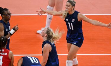 U.S. volleyball team celebrates