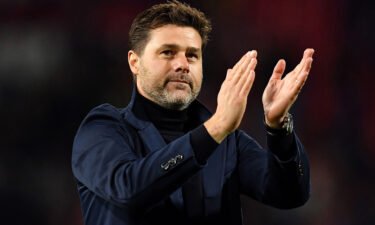 Mauricio Pochettino applauds the fans after a UEFA Champions League group match against Crvena Zvezda in November 2019.