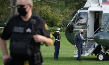 President Joe Biden exits Marine One on the South Lawn of the White House in Washington