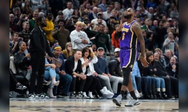 Los Angeles Lakers' LeBron James is seen at the team's NBA basketball game against the Indiana Pacers