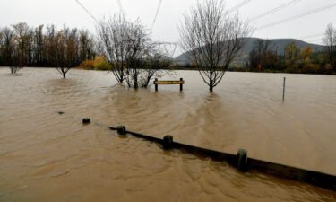Hougen Park submerged after rainstorms lashed the western Canadian province of British Columbia
