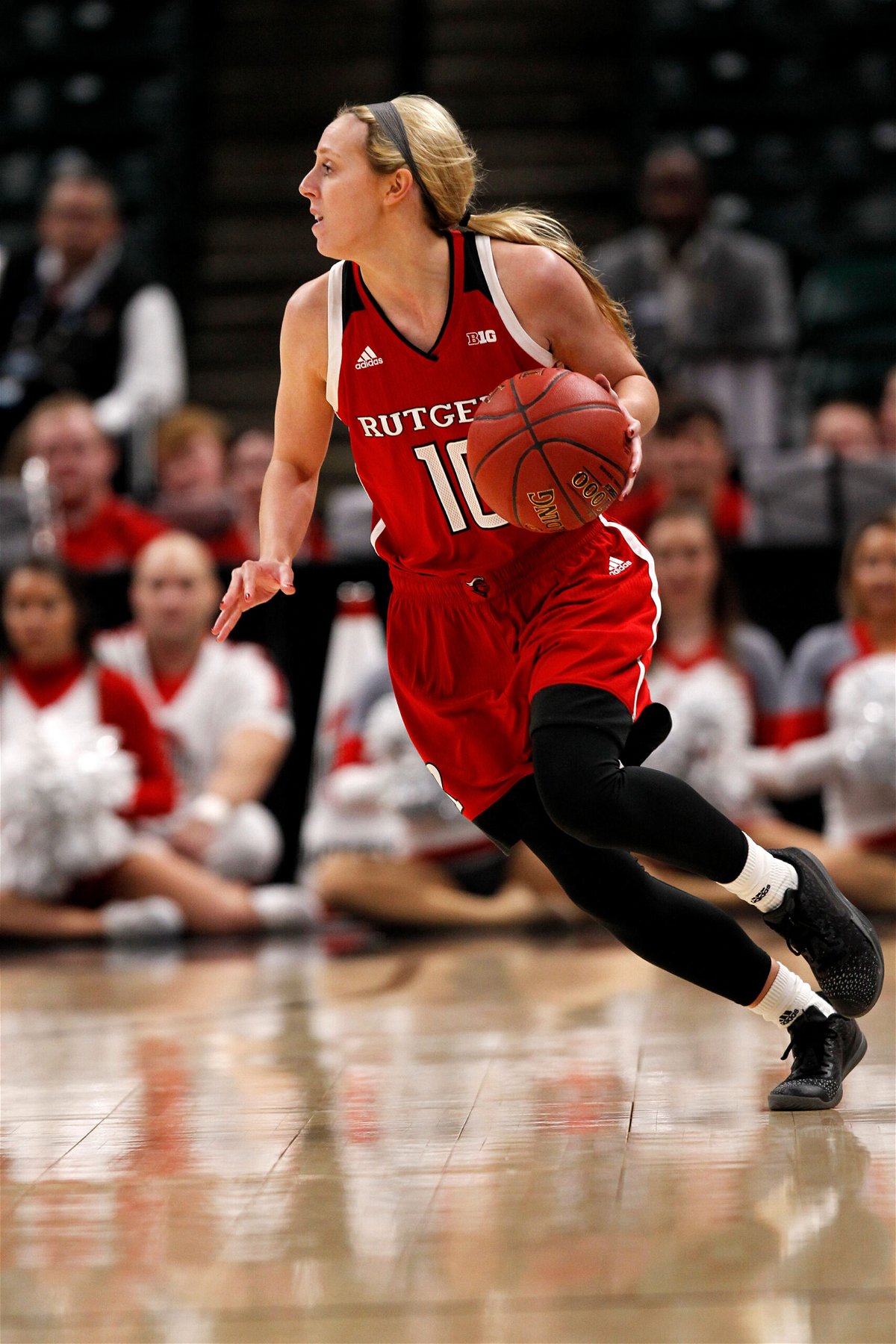<i>Jeffrey Brown/Icon Sportswire/Getty Images</i><br/>Kathleen Fitzpatrick was a guard for the Rutgers Scarlet Knights. Here she is seen in a game against the Ohio State Buckeyes in Indianapolis in March 2018. Now a teacher