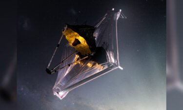 This artist's illustrations shows the Webb telescope as it appears in space after it's completely set up.