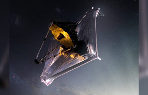 This artist's illustrations shows the Webb telescope as it appears in space after it's completely set up.