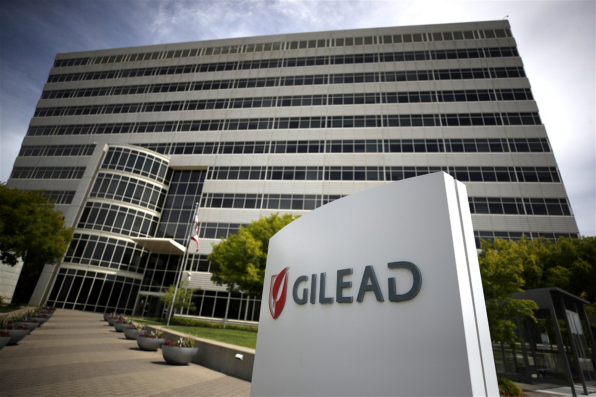 <i>Justin Sullivan/Getty Images</i><br/>A sign is posted in front of the Gilead Sciences headquarters on April 29