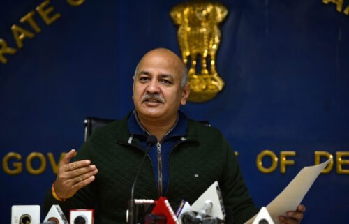 Delhi's Deputy Chief Minister Manish Sisodia at a news conference on January 14