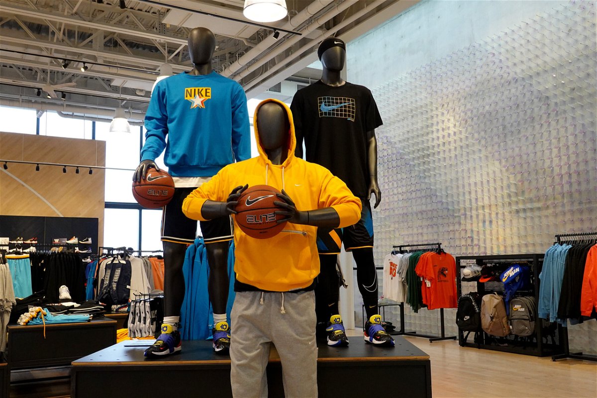 <i>Joe Raedle/Getty Images</i><br/>A display at the Nike store in December 2021 in Miami Beach