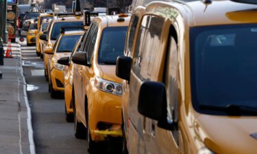 A suspect is arrested and charged with hate crime in the alleged attack on a Sikh taxi driver at JFK Airport. Taxis here line up near New York City's Madison Square Garden in this March 2021 file photo.