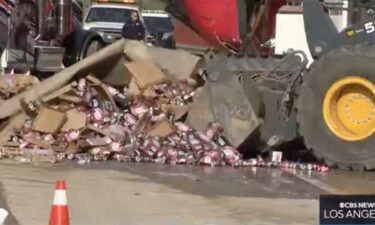 Thousands of Coca-Cola product cans spilled across the I-10 Freeway Saturday morning when a semi truck delivering products to local distributors was involved in a multi-vehicle collision.