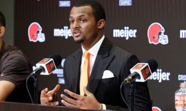 Deshaun Watson tells reporters at an introductory news conference in Cleveland: 'I've never assaulted any woman.'