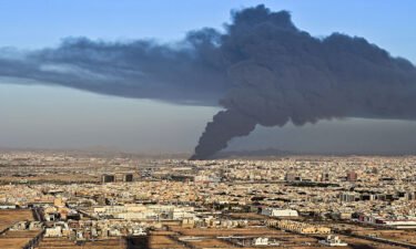 Smoke billows from an oil storage facility in Saudi Arabia's Red Sea coastal city of Jeddah on March 25.