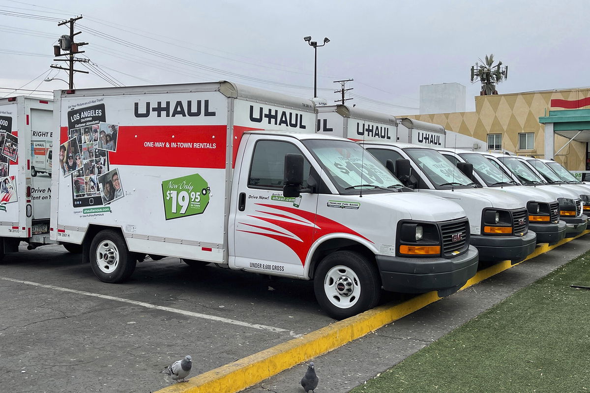 <i>Kirby Lee/AP</i><br/>U-Haul rental moving trucks are seen on December 24