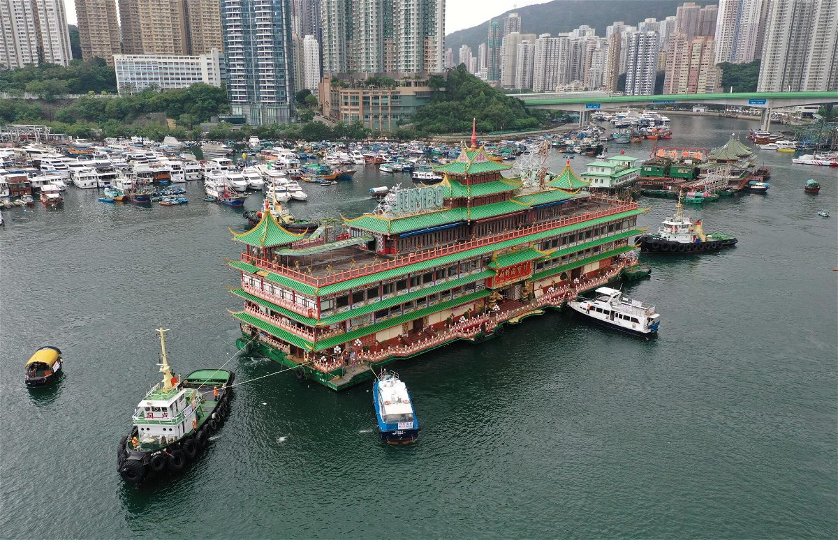 <i>Peter Parks/AFP/Getty Images</i><br/>An aerial photo shows Hong Kong's Jumbo Floating Restaurant
