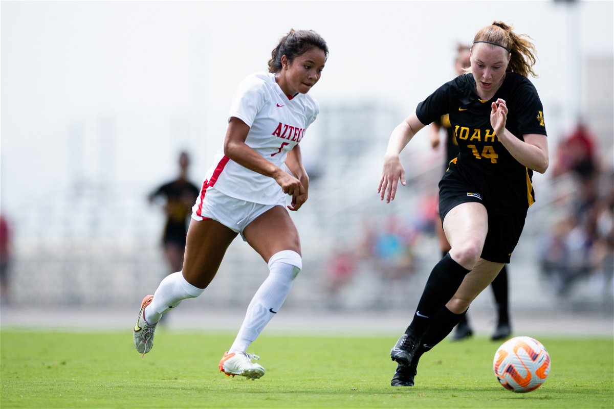 21 August 2022: San Diego State women’s soccer plays against  Idaho Sunday afternoon at the Aztec Sports deck.(Credit: Derrick Tuskan/San Diego State)