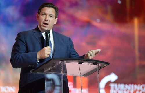 Florida Gov. Ron DeSantis addresses attendees during the Turning Point USA Student Action Summit