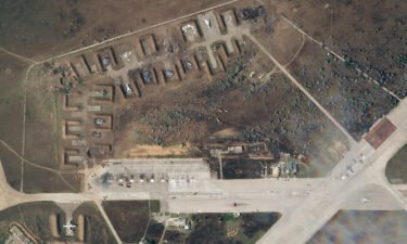 At least seven Russian warplanes were destroyed after explosions at a Russian area base in Crimea on August 9. A satellite image from August 10 shows the charred remains of the seven aircraft in the earthen berms.