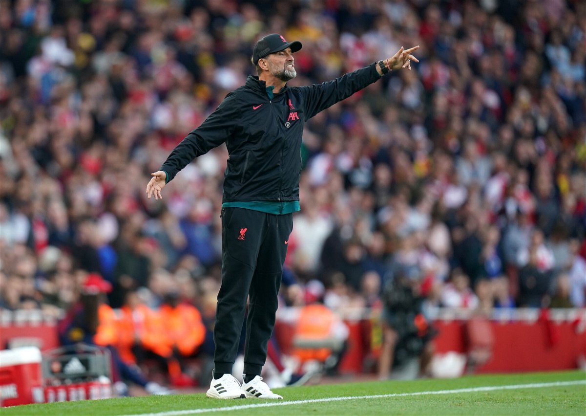 <i>Adam Davy/PA Images/Getty Images</i><br/>Liverpool manager Jurgen Klopp gestures on the touchline during the Premier League match at the Emirates Stadium