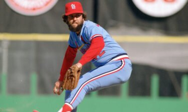 St. Louis Cardinals Bruce Sutter in action during a game from his 1982 season.