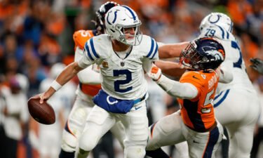 Social media reacts to the lackluster Broncos-Colts game on Thursday Night Football. Indianapolis Colts quarterback Matt Ryan is seen here scrambling under pressure from Denver Broncos linebacker Baron Browning.