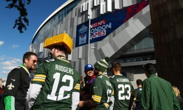 Packers fans arrive at the stadium prior to the match between the Packers and the Giants.