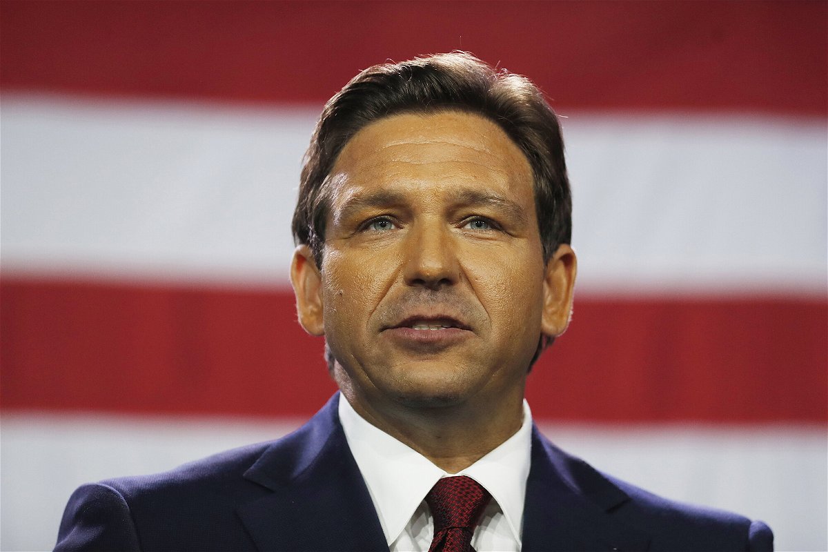 <i>Octavio Jones/Getty Images</i><br/>Florida Gov. Ron DeSantis on Wednesday declined to talk about his political future. DeSantis here gives his victory speech at the election night watch party in Tampa on November 8.