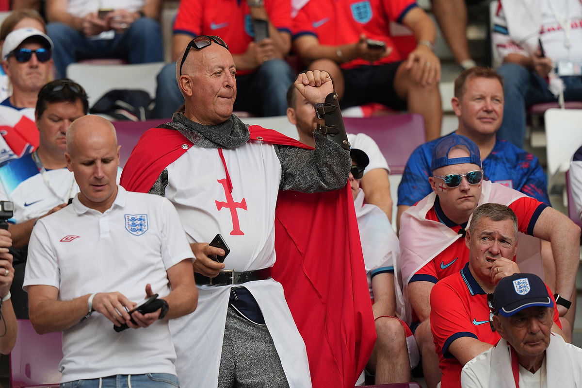 <i>Hasan Bratic/SIPA/Shutterstock</i><br/>Some England fans attend sports events dressed as the English patron Saint George.