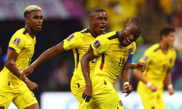 Ecuador's Enner Valencia celebrates scoring their second goal.