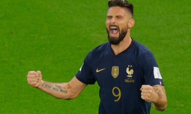 Olivier Giroud celebrates scoring the opening goal.