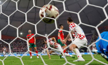 Croatia's Josko Gvardiol celebrates scoring a goal in his team's 2-1 win over Morocco to clinch third place in the World Cup.