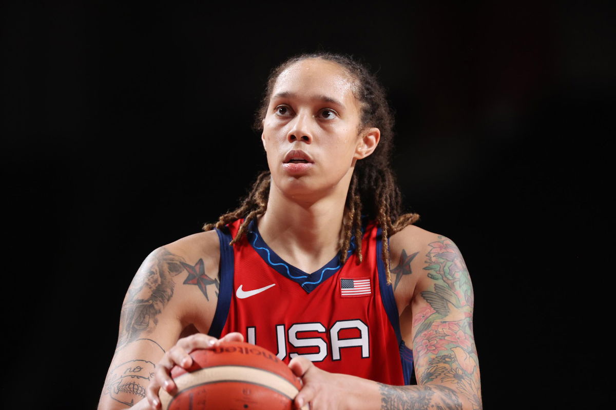 <i>Gregory Shamus/Getty Images</i><br/>US player Brittney Griner prepares to shoot a free throw against Nigeria during the second half of a Women's Preliminary Round Group B game on day four of the Tokyo 2020 Olympic Games at Saitama Super Arena on July 27