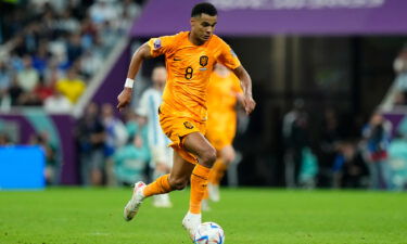 Cody Gakpo in action during the Netherlands' World Cup quarterfinal against Argentina.