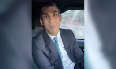 Sunak appears to not be wearing his seatbelt in this screen grab taken from a social media video on January 19