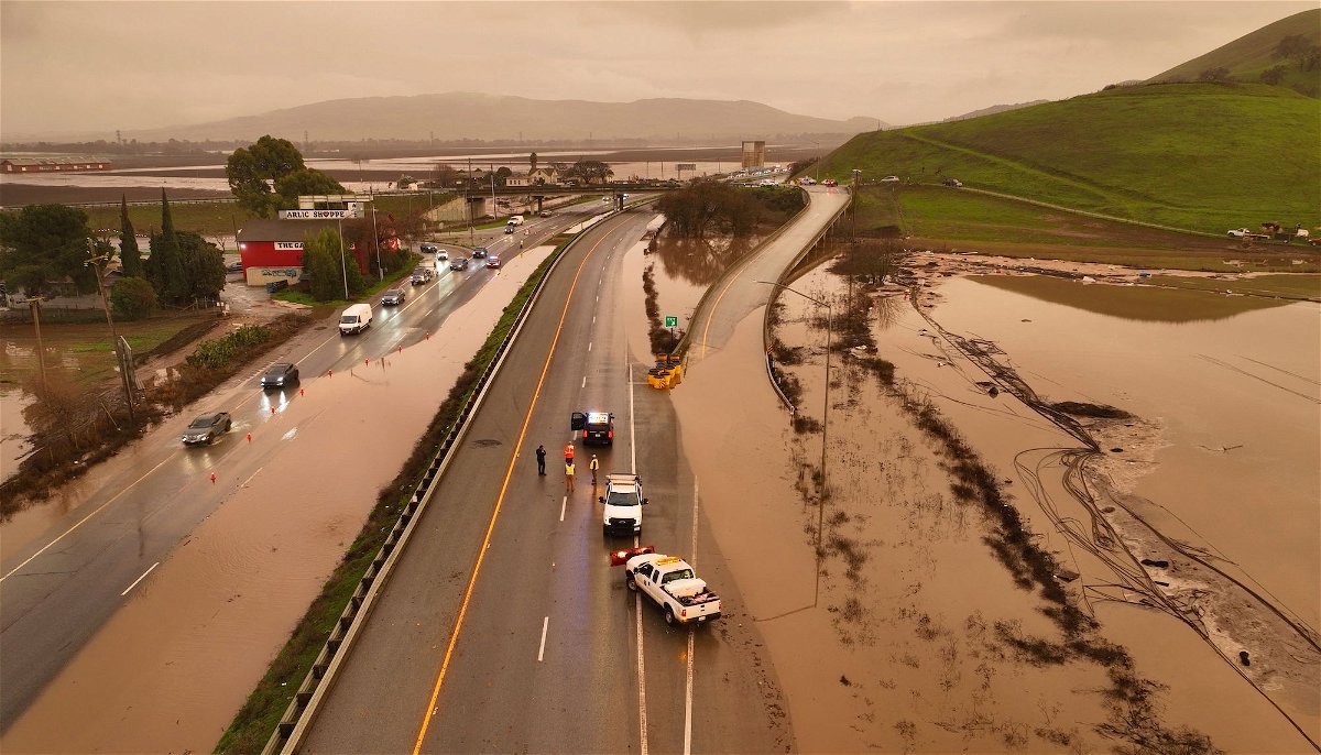 <i>Josh Edelson/AFP/Getty Images</i><br/>Highway 101 is closed due to flooding in Gilroy