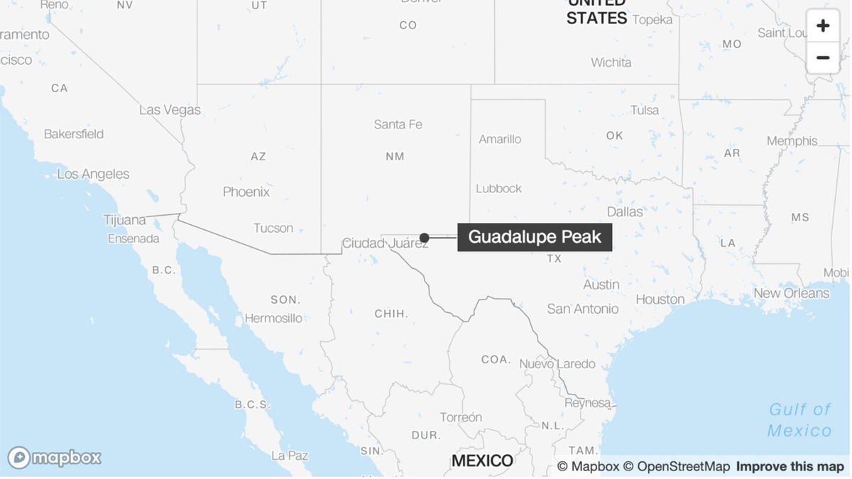 <i>Mapbox</i><br/>A hiker was found dead on New Year’s Eve in Texas’ Guadalupe Mountains National Park