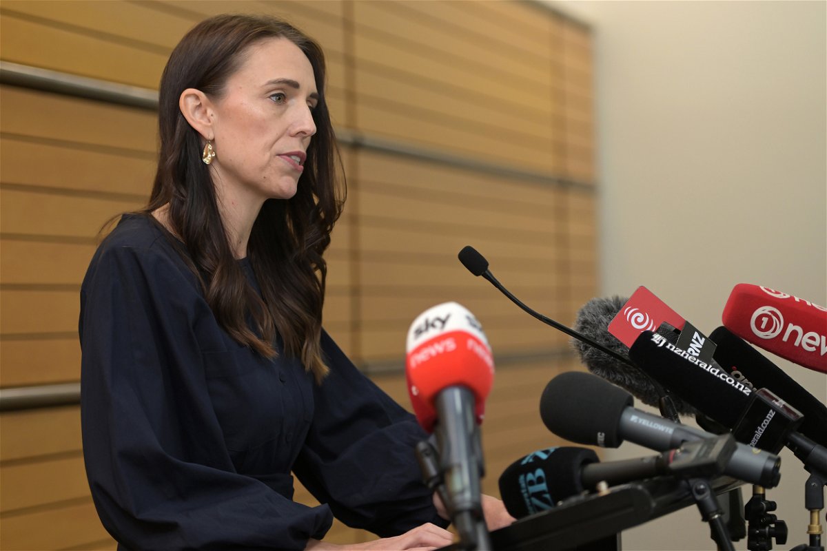 New Zealand Prime Minister Jacinda Ardern announces her intention to resign at the War Memorial Centre on January 19 in Napier