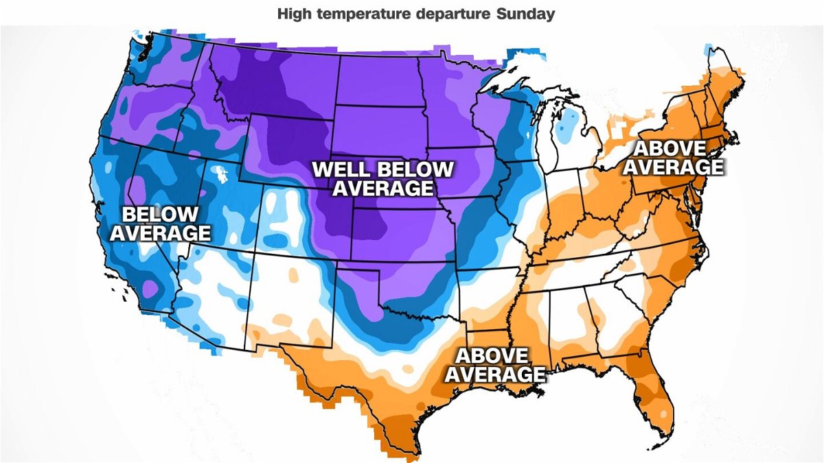 <i>CNN Weather</i><br/>Temperatures will plummet well below normal across the central US this weekend.