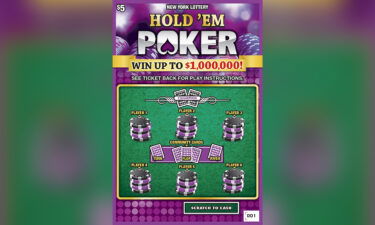 A Hold'em Poker ticket from the New York Lottery is pictured. A Texas woman pleaded guilty to a felony charge and is facing up to four years in prison for stealing her cousin's $1 million New York state lottery jackpot