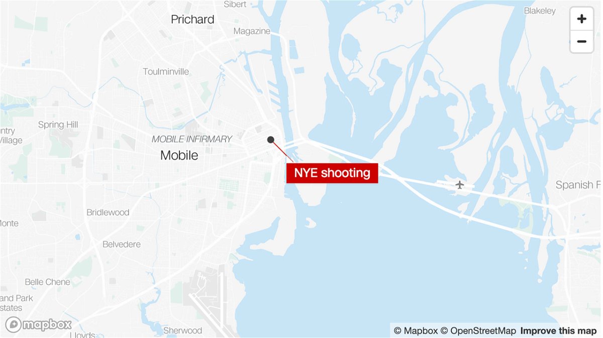 <i>Mapbox</i><br/>One person was killed and nine others were injured in a shooting in Mobile