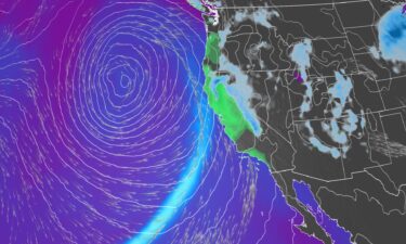 The storm is part of a major system offshore over the Pacific Ocean that's drawing moisture from the tropics up into California.