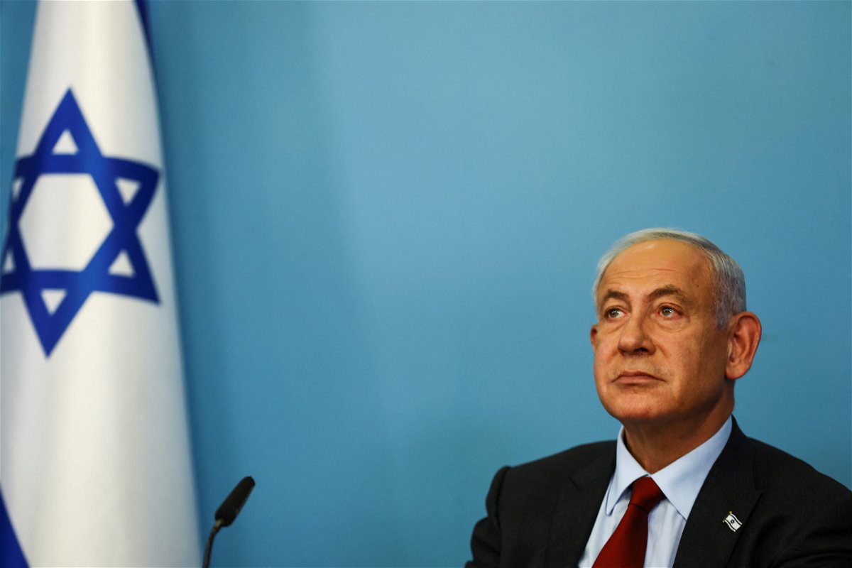 <i>Ronen Zvulun/Pool/Reuters</i><br/>Israeli Prime Minister Benjamin Netanyahu holds a news conference on January 25.