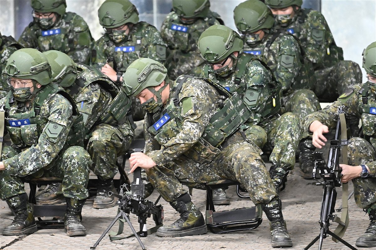 <i>Sam Yeh/AFP/Getty Images</i><br/>Reservists take part in military training at a base in Taoyuan