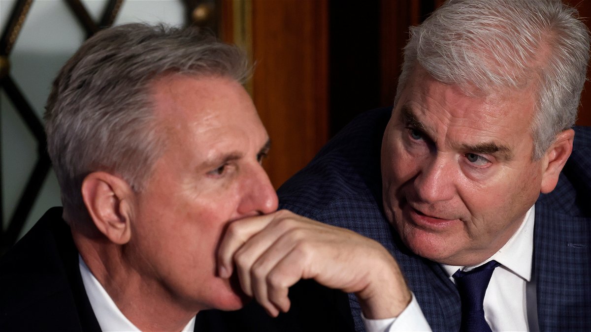 Inside Tom Emmer's effort to keep the GOP's razor-thin majority in line. House Republican Leader Kevin McCarthy is pictured talking to Emmer in the House Chamber during the second day of elections for speaker of the House on January 4.