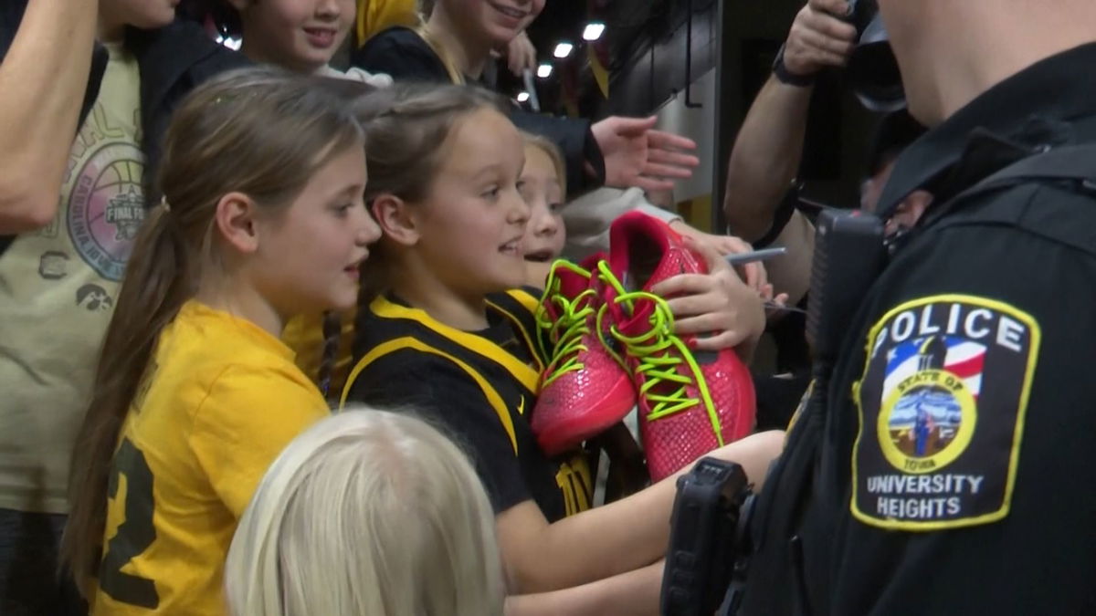 Caitlin Clark gifts a young fan her game worn shoes - KYMA