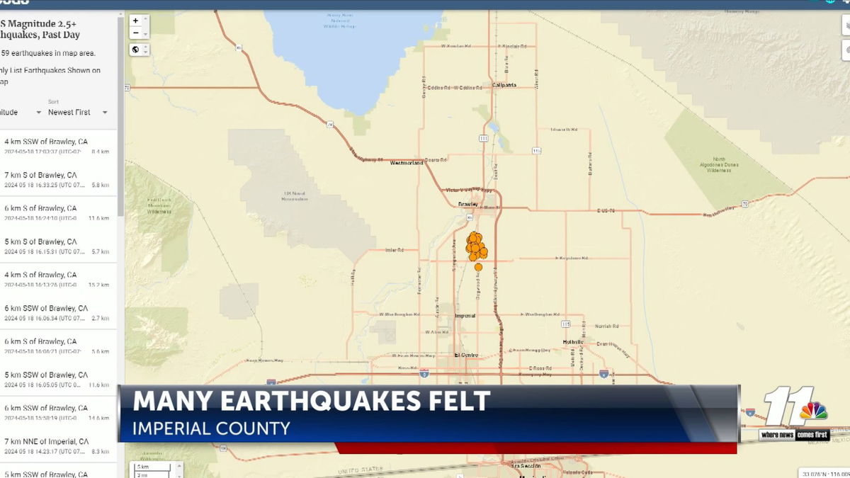 Earthquakes were felt in the Imperial Valley over the weekend