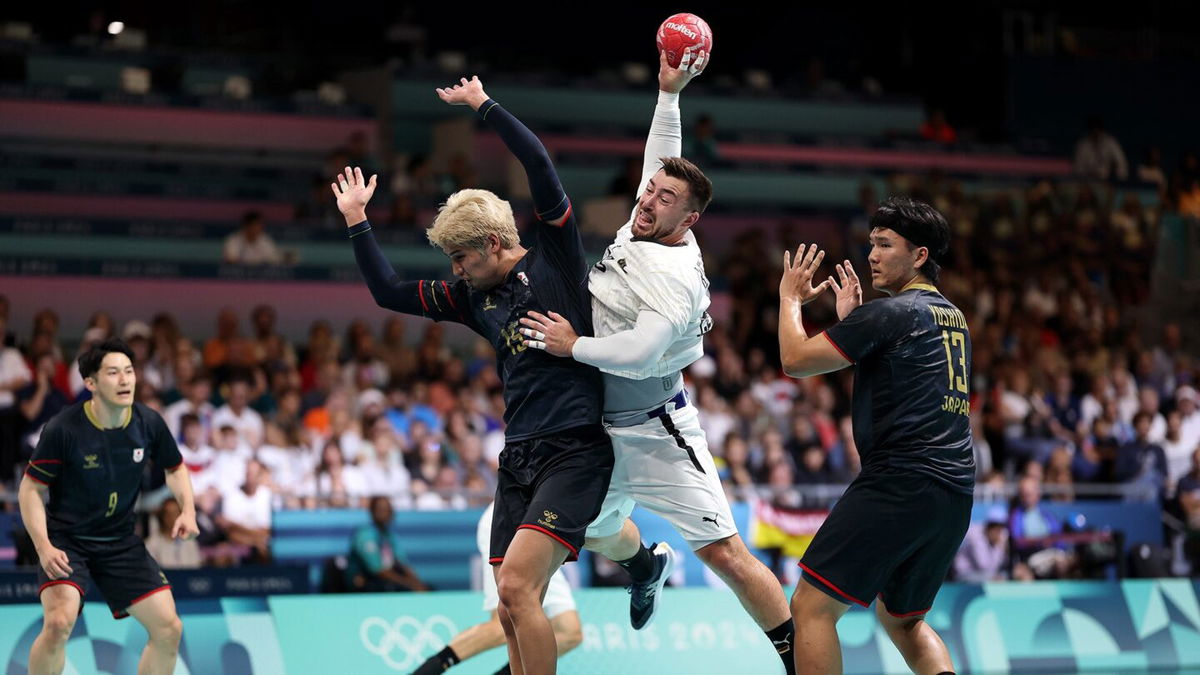 Germany takes on Japan in handball at the South Paris Arena.