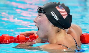 Torri Huske (USA) in the women’s 100-meter freestyle final during the Paris 2024 Olympic Summer Games at Paris La Défense Arena.