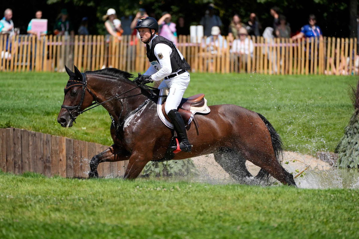 Michael Jung (GER) in the eventing equestrian competition during the Paris 2024 Olympic Summer Games at Chateau de Versailles.